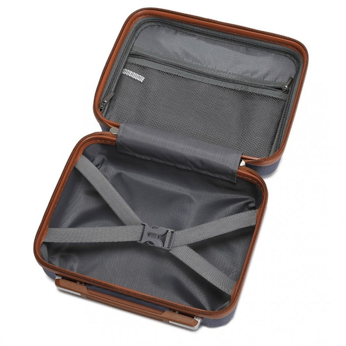 Polka Dot ABS+PC Hard Shell Vanity Case – 13-Inch – Navy and Brown
