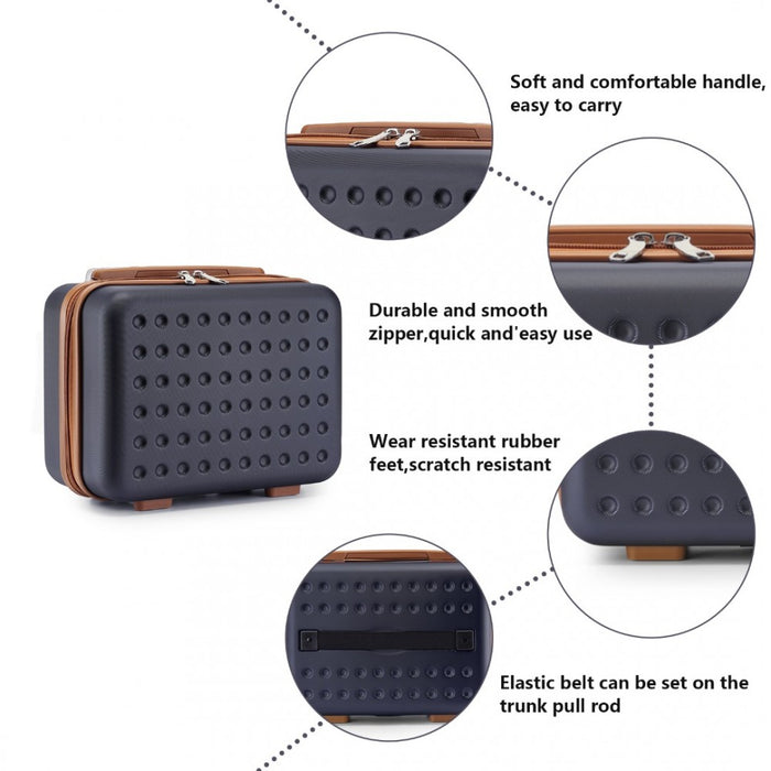 Polka Dot ABS+PC Hard Shell Vanity Case – 13-Inch – Navy and Brown