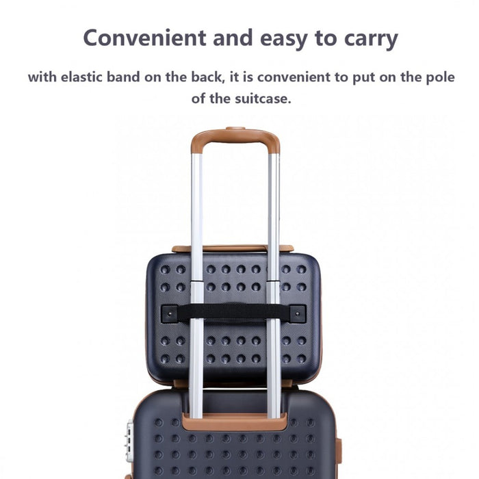 Polka Dot ABS+PC Hard Shell Vanity Case – 13-Inch – Navy and Brown