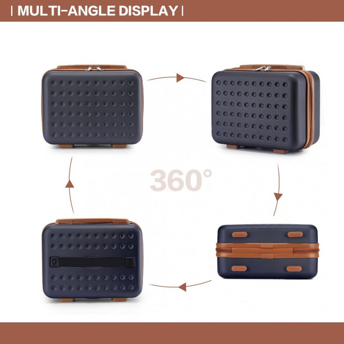 Polka Dot ABS+PC Hard Shell Vanity Case – 13-Inch – Navy and Brown