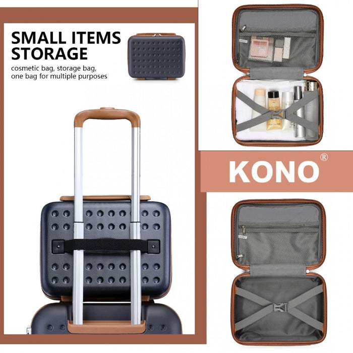 Polka Dot ABS+PC Hard Shell Vanity Case – 13-Inch – Navy and Brown