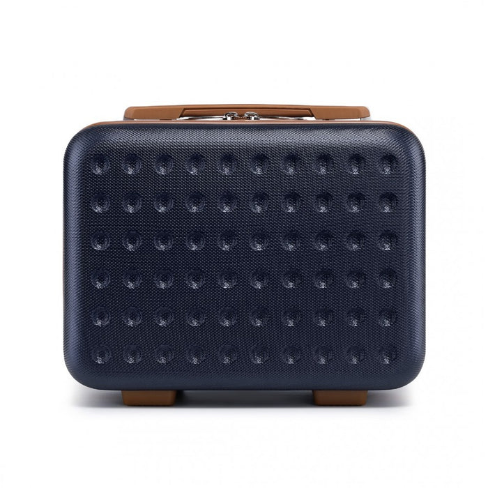 Polka Dot ABS+PC Hard Shell Vanity Case – 13-Inch – Navy and Brown