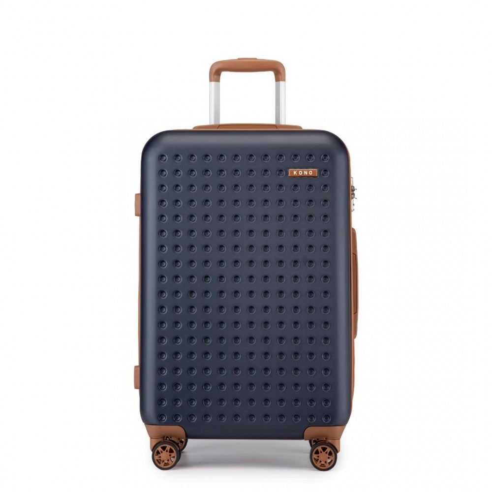 Polka Dot ABS+PC Hard Shell Suitcase with TSA Lock – 24-Inch – Navy and Brown
