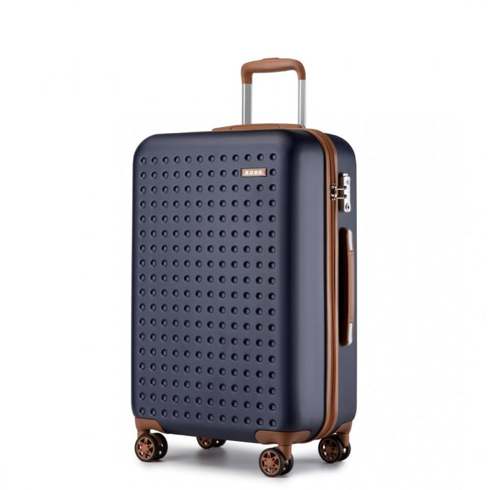 Polka Dot ABS+PC Hard Shell Suitcase with TSA Lock – 24-Inch – Navy and Brown