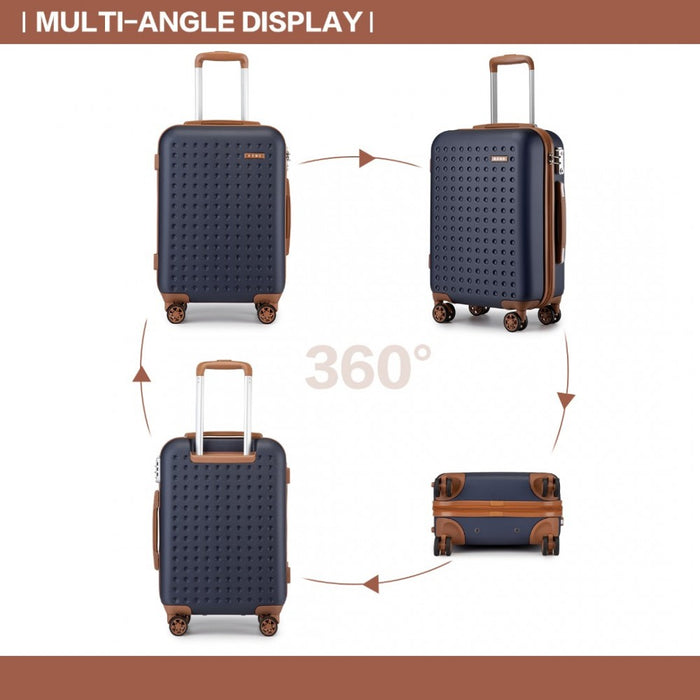 Polka Dot ABS+PC Hard Shell Suitcase with TSA Lock – 28-Inch – Navy and Brown