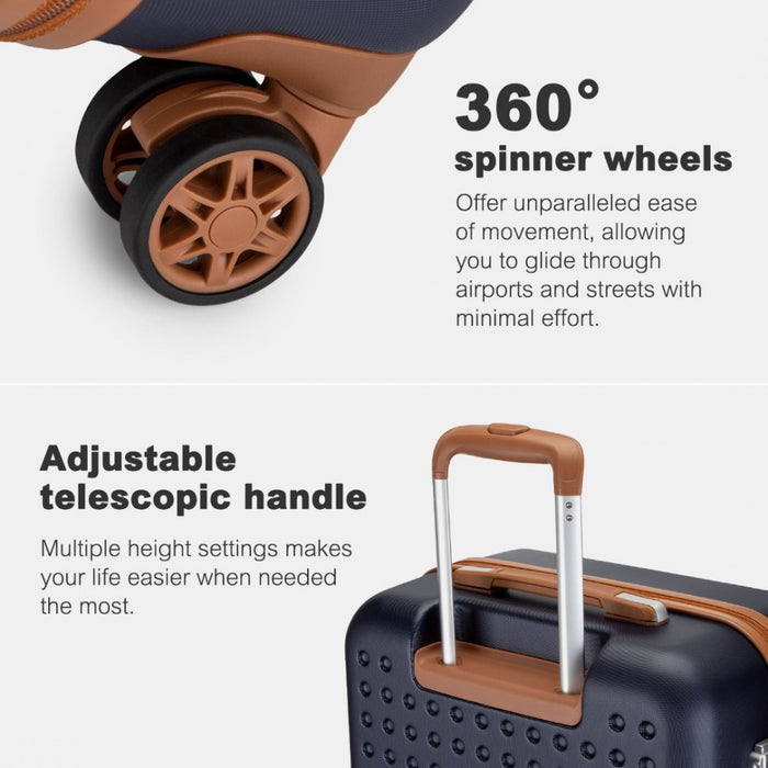 Polka Dot ABS+PC Hard Shell Suitcase with TSA Lock – 24-Inch – Navy and Brown