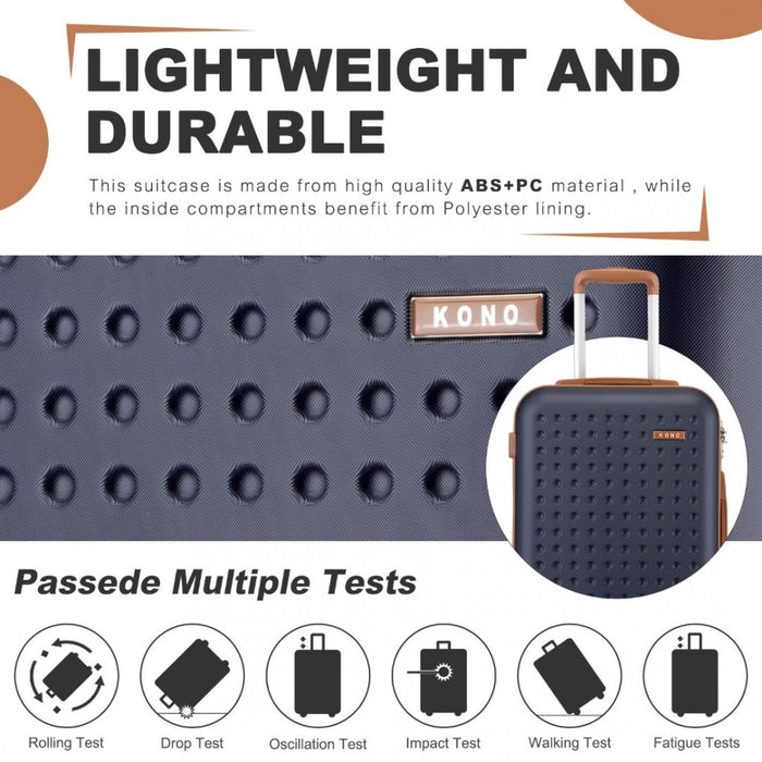 Polka Dot ABS+PC Hard Shell Suitcase with TSA Lock – 24-Inch – Navy and Brown