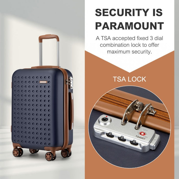 Polka Dot ABS+PC Hard Shell Suitcase with TSA Lock – 24-Inch – Navy and Brown