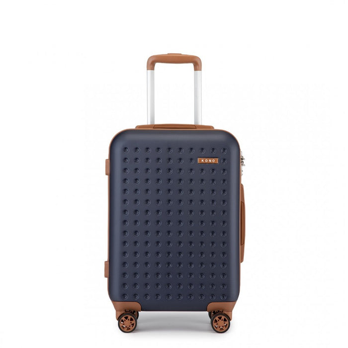 Polka Dot ABS+PC Hard Shell Cabin Suitcase with TSA Lock – 20-Inch – Navy and Brown
