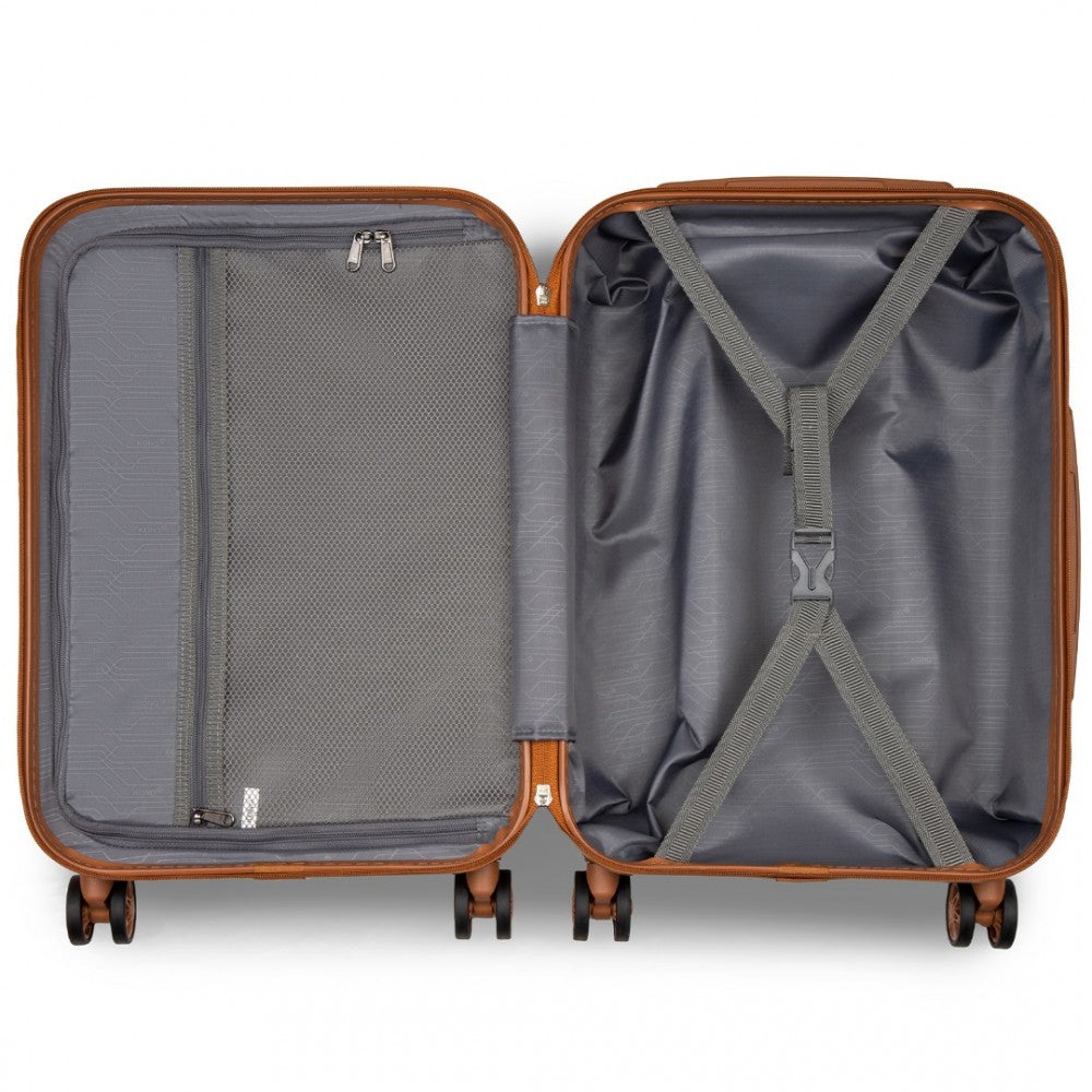 Polka Dot ABS+PC Hard Shell Cabin Suitcase with TSA Lock – 20-Inch – Navy and Brown