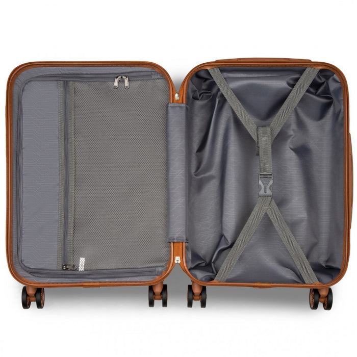 Polka Dot ABS+PC Hard Shell Cabin Suitcase with TSA Lock – 20-Inch – Navy and Brown