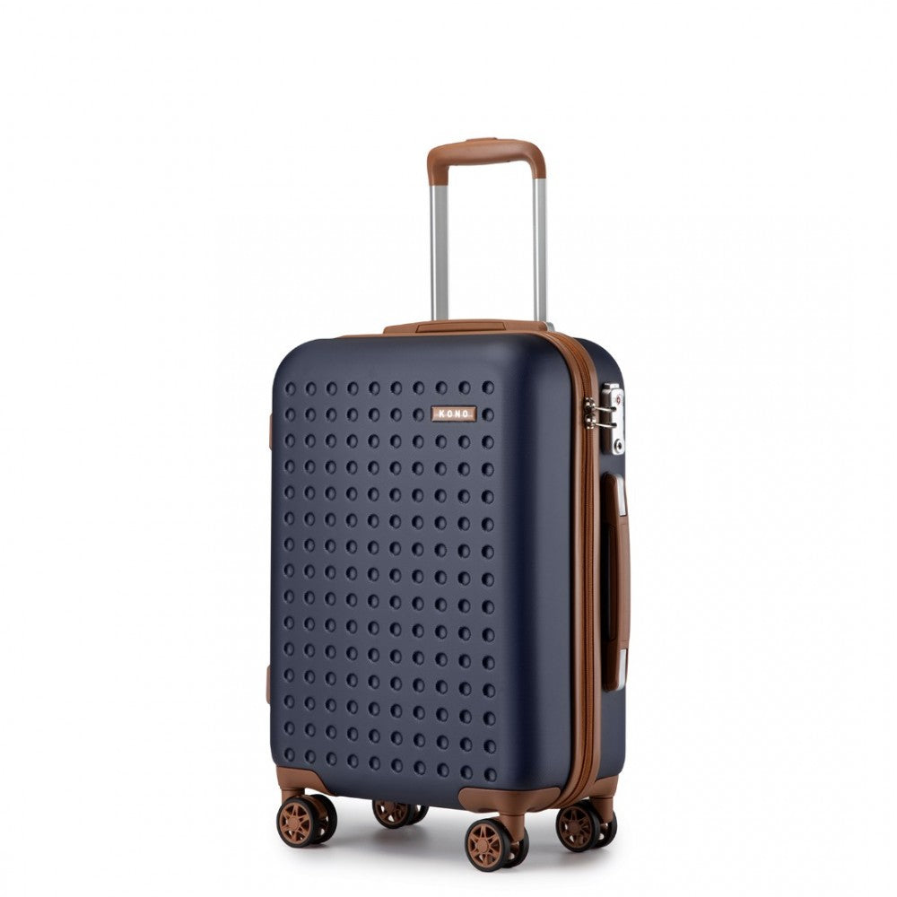 Polka Dot ABS+PC Hard Shell Cabin Suitcase with TSA Lock – 20-Inch – Navy and Brown