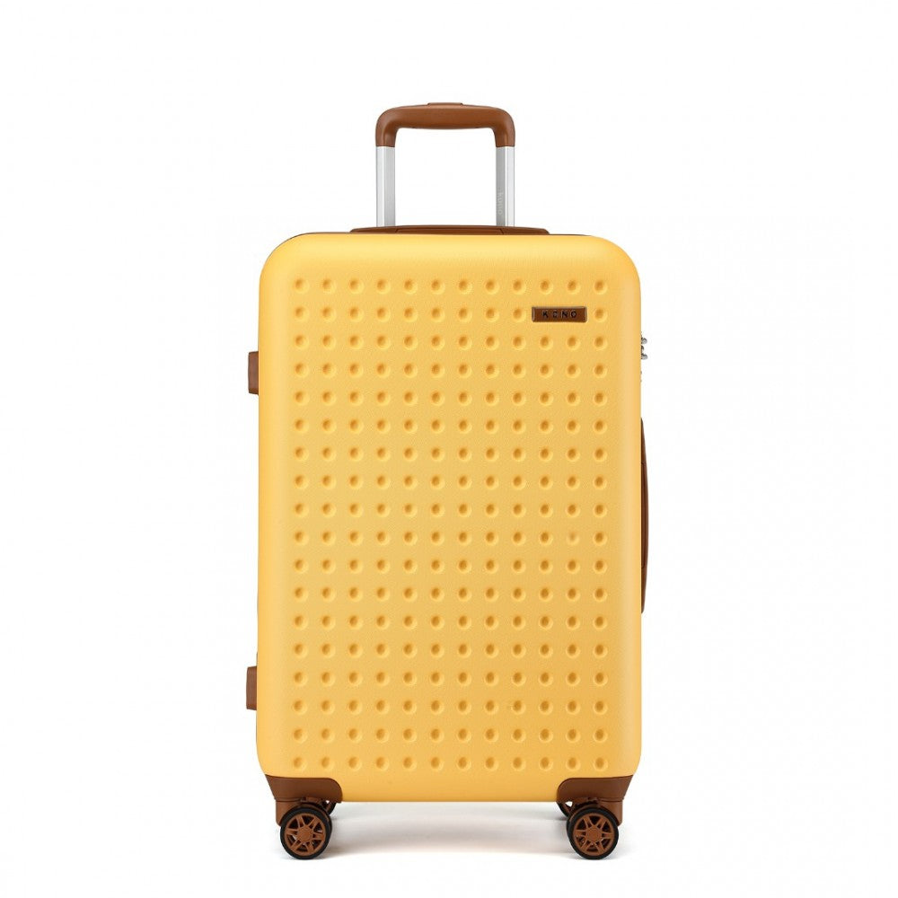 Polka Dot ABS+PC Hard Shell Suitcase with TSA Lock – 28-Inch – Yellow and Brown