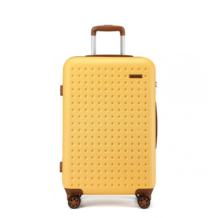 Polka Dot ABS+PC Hard Shell Suitcase with TSA Lock – 24-Inch – Yellow and Brown