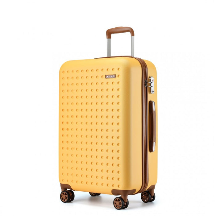 Polka Dot ABS+PC Hard Shell Suitcase with TSA Lock – 24-Inch – Yellow and Brown