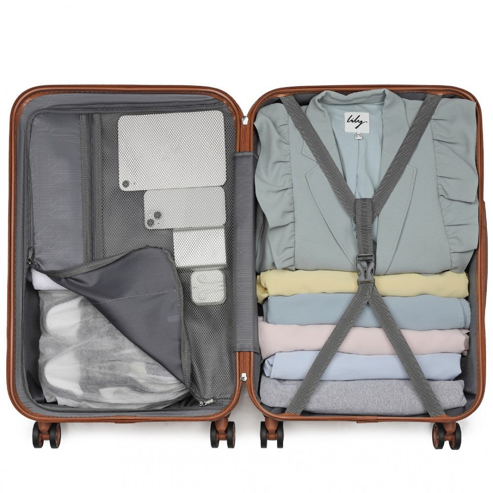 Polka Dot ABS+PC Hard Shell Suitcase with TSA Lock – 28-Inch – Yellow and Brown