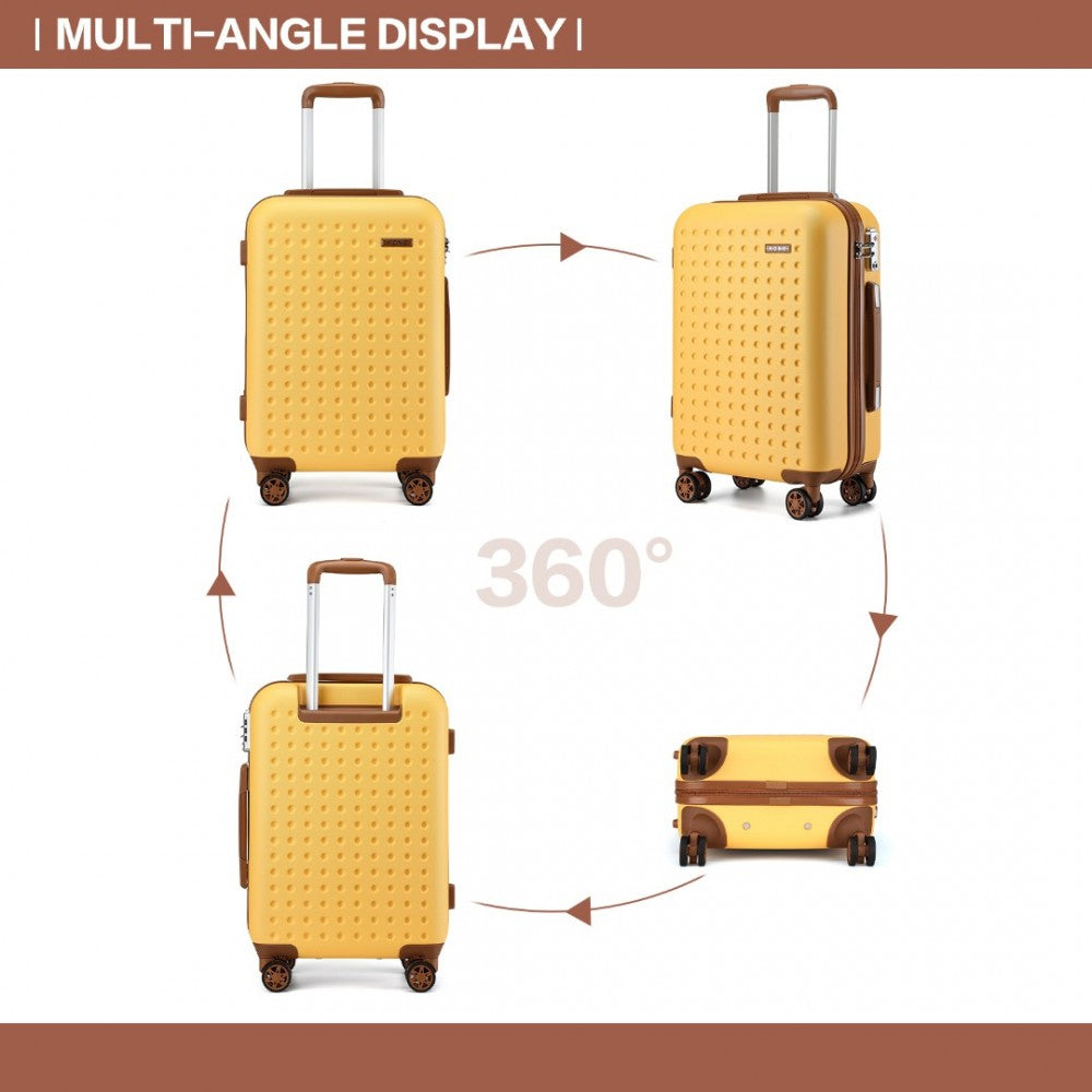 Polka Dot ABS+PC Hard Shell Suitcase with TSA Lock – 28-Inch – Yellow and Brown