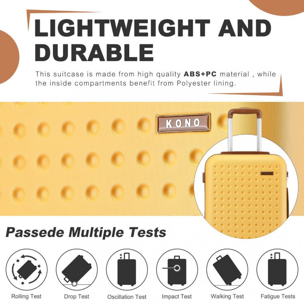 Polka Dot ABS+PC Hard Shell Suitcase with TSA Lock – 28-Inch – Yellow and Brown