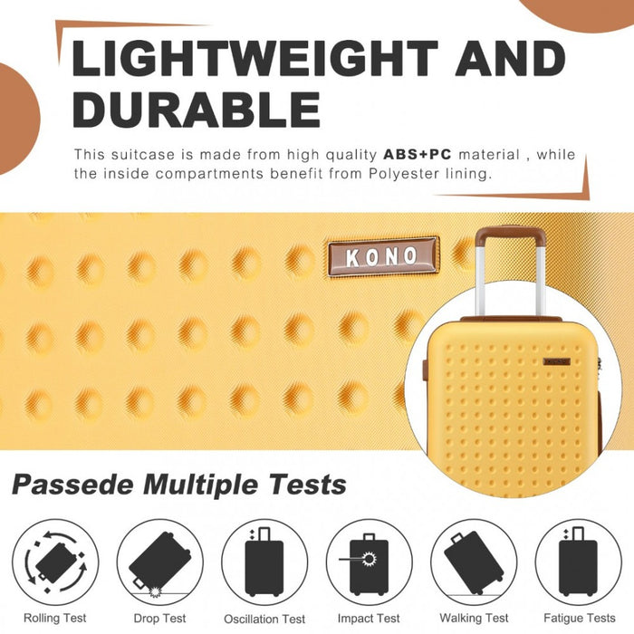 Polka Dot ABS+PC Hard Shell Suitcase with TSA Lock – 28-Inch – Yellow and Brown