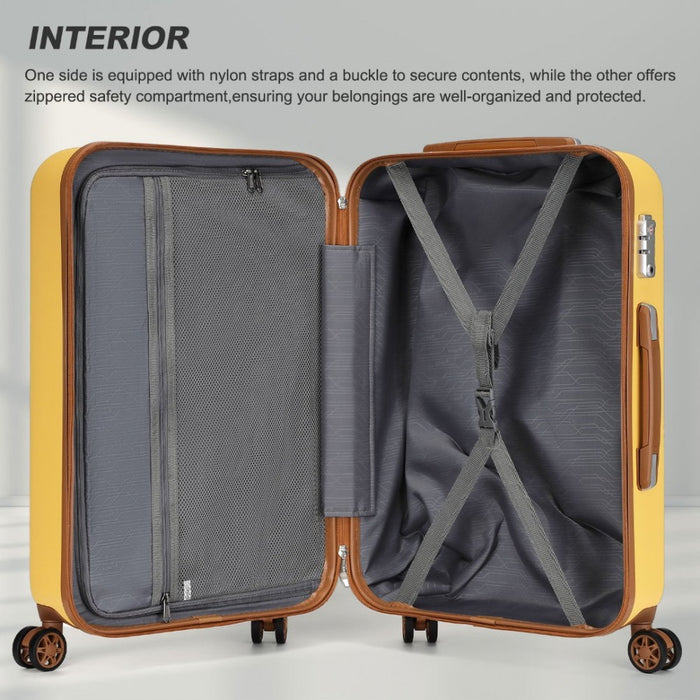 Polka Dot ABS+PC Hard Shell Suitcase with TSA Lock – 28-Inch – Yellow and Brown