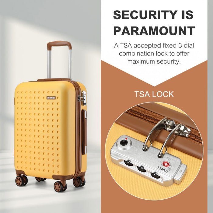 Polka Dot ABS+PC Hard Shell Suitcase with TSA Lock – 24-Inch – Yellow and Brown