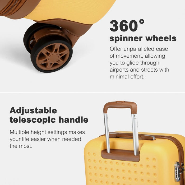 Polka Dot ABS+PC Hard Shell Suitcase with TSA Lock – 28-Inch – Yellow and Brown