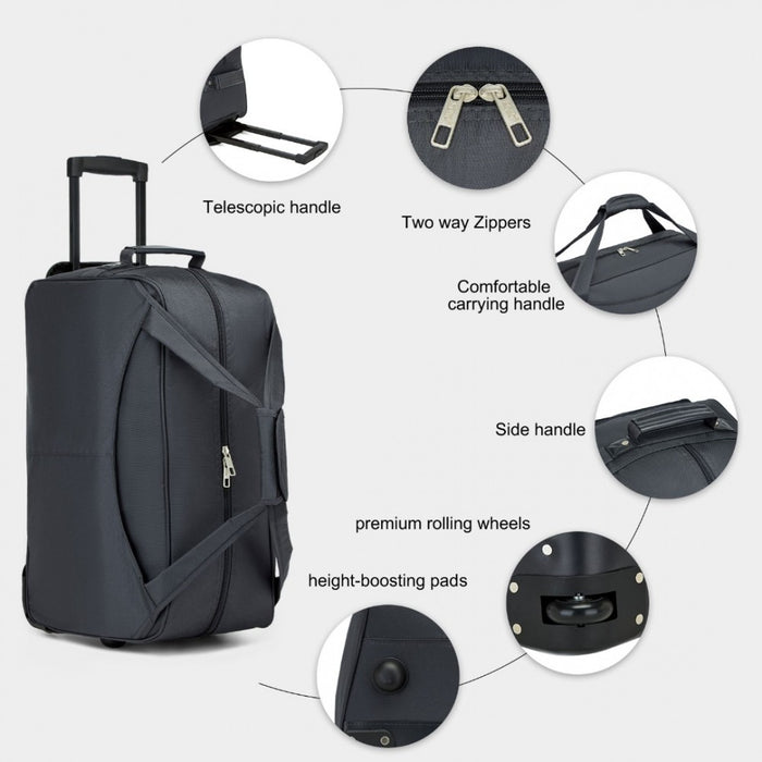 Folding Travel Trolley Bag with Enhanced Features and Multi Compartment – Grey