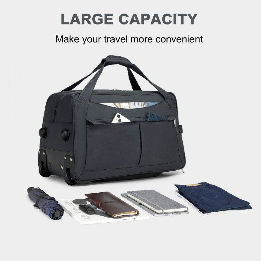 Folding Travel Trolley Bag with Enhanced Features and Multi Compartment – Grey