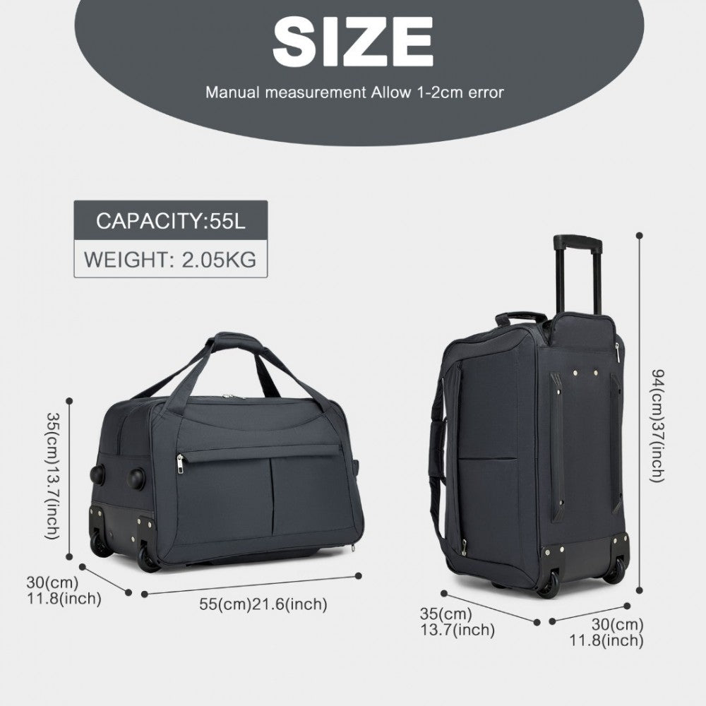 Folding Travel Trolley Bag with Enhanced Features and Multi Compartment – Grey