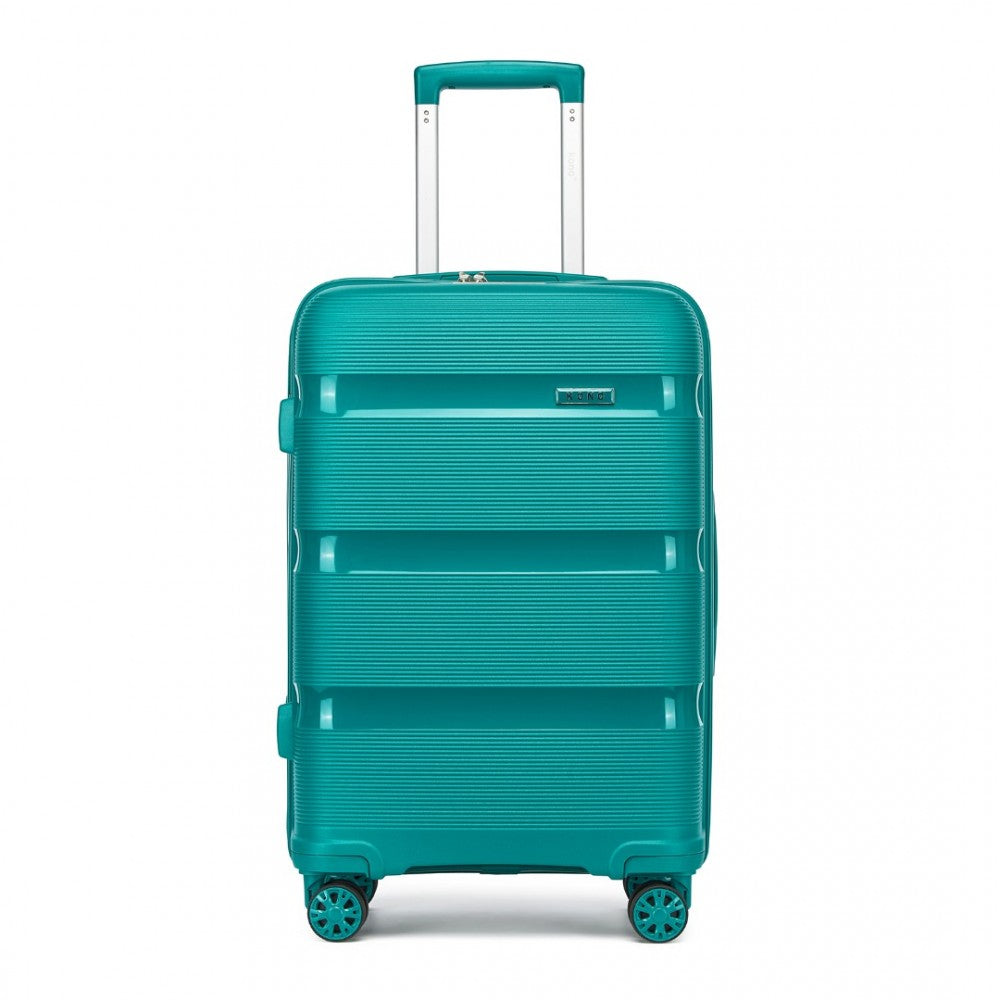 PP Hard Shell Suitcase – 24-Inch – Checked Luggage with TSA Lock and 360° Spinner Silent Wheels – Blue and Green
