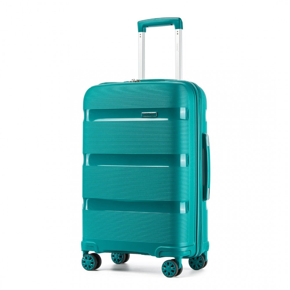 PP Hard Shell Suitcase – 24-Inch – Checked Luggage with TSA Lock and 360° Spinner Silent Wheels – Blue and Green