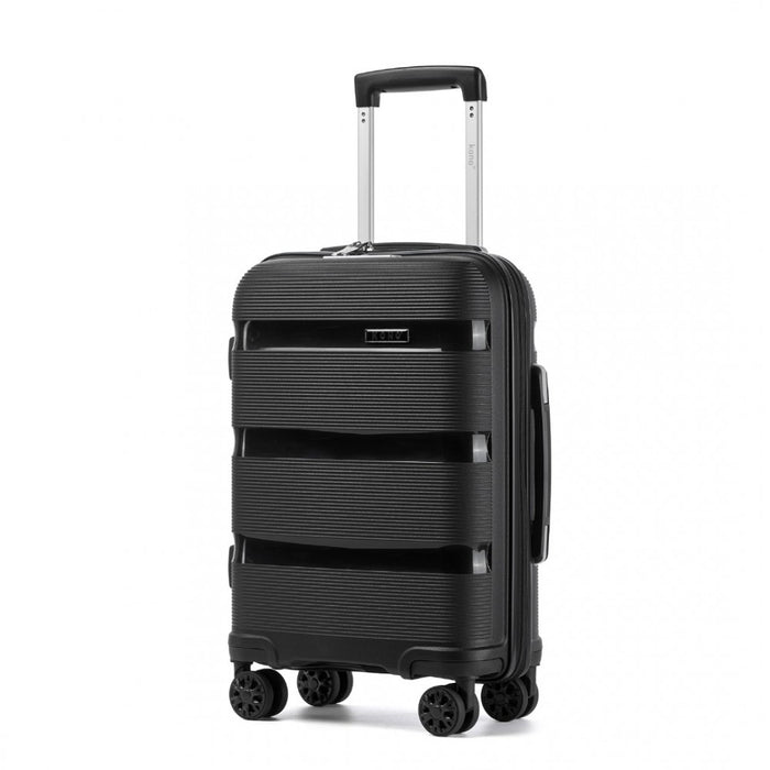 PP Hard Shell Carry-On Suitcase – 19-Inch – Lightweight Cabin Luggage with TSA Lock, 360° Silent Spinner Wheels – Black