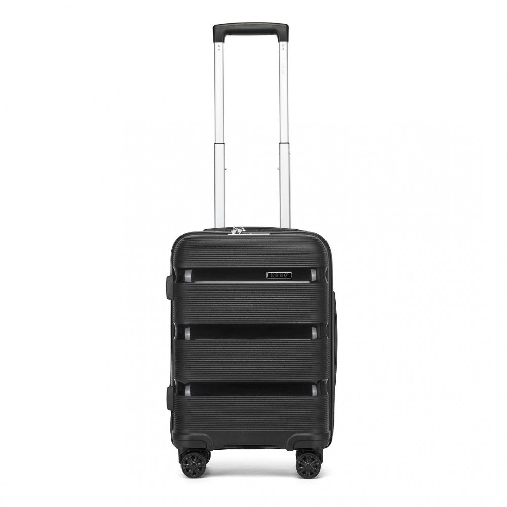 PP Hard Shell Carry-On Suitcase – 19-Inch – Lightweight Cabin Luggage with TSA Lock, 360° Silent Spinner Wheels – Black