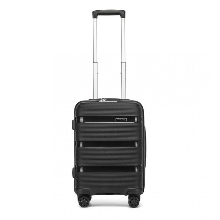 PP Hard Shell Carry-On Suitcase – 19-Inch – Lightweight Cabin Luggage with TSA Lock, 360° Silent Spinner Wheels – Black
