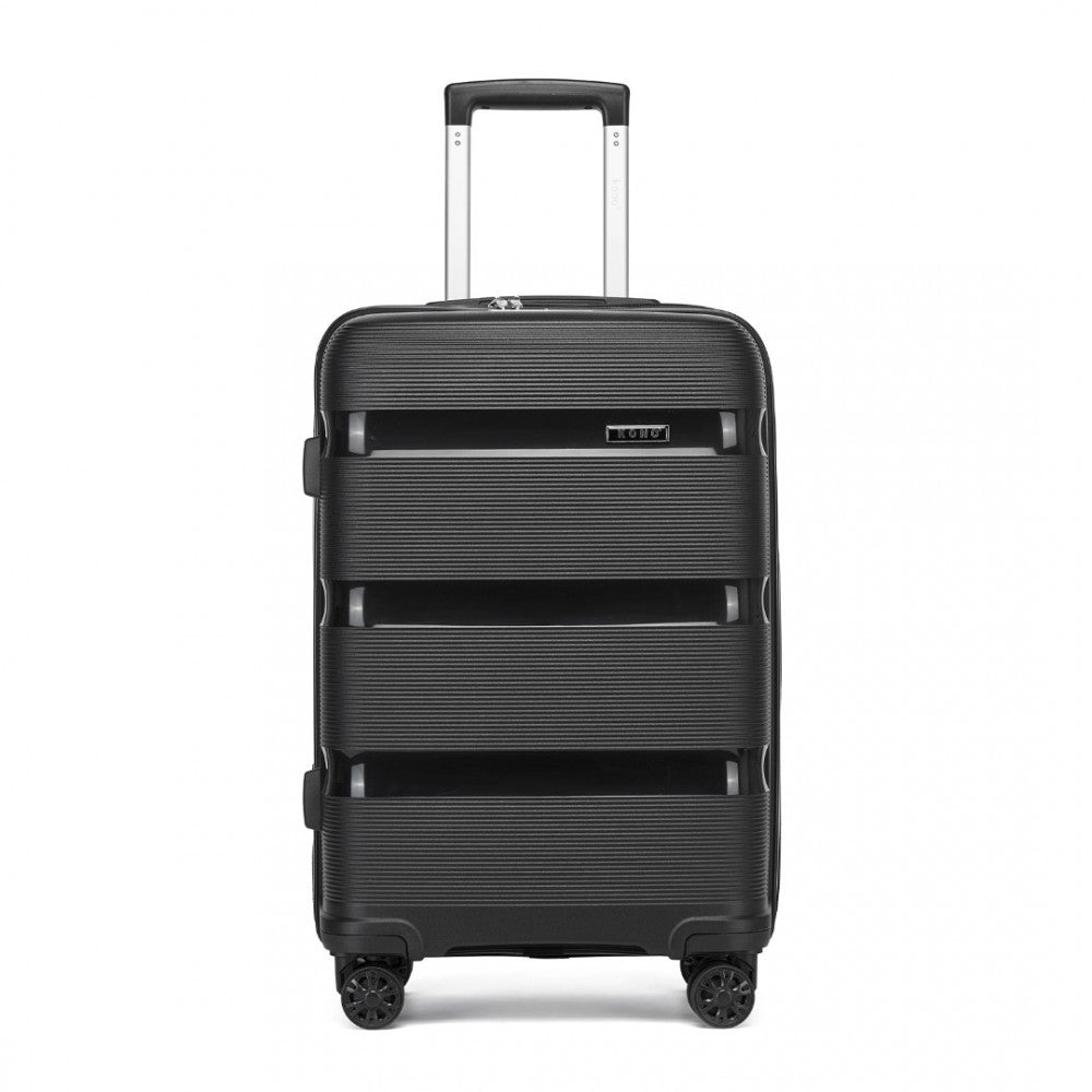 PP Hard Shell Suitcase – 24-Inch – Checked Luggage with TSA Lock and 360° Spinner Silent Wheels – Black