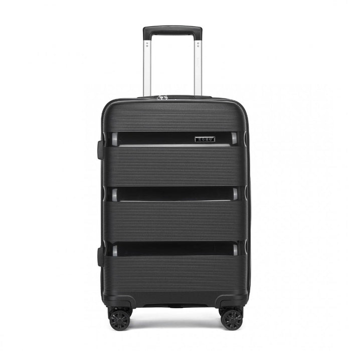 PP Hard Shell Suitcase – 24-Inch – Checked Luggage with TSA Lock and 360° Spinner Silent Wheels – Black