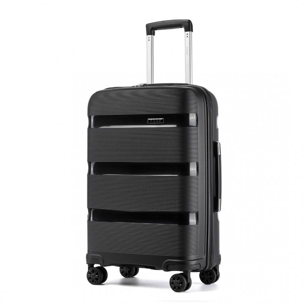 PP Hard Shell Suitcase – 24-Inch – Checked Luggage with TSA Lock and 360° Spinner Silent Wheels – Black