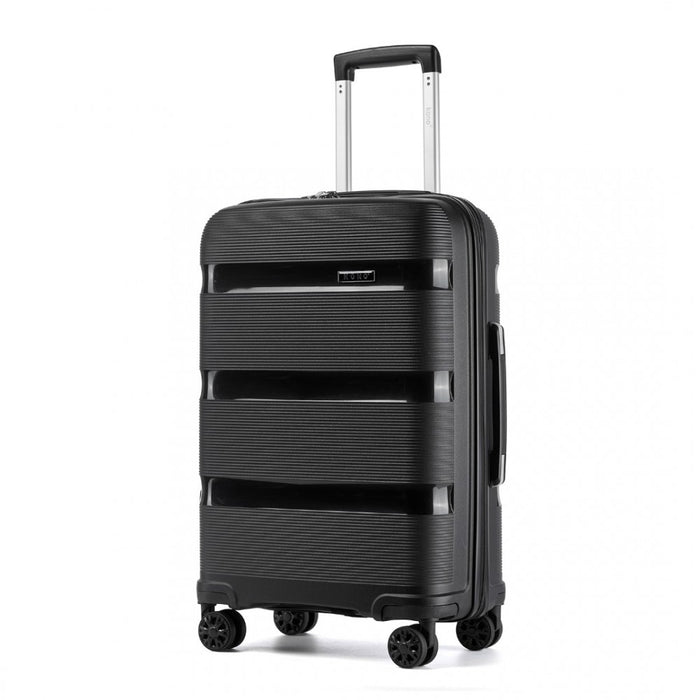 PP Hard Shell Suitcase – 24-Inch – Checked Luggage with TSA Lock and 360° Spinner Silent Wheels – Black