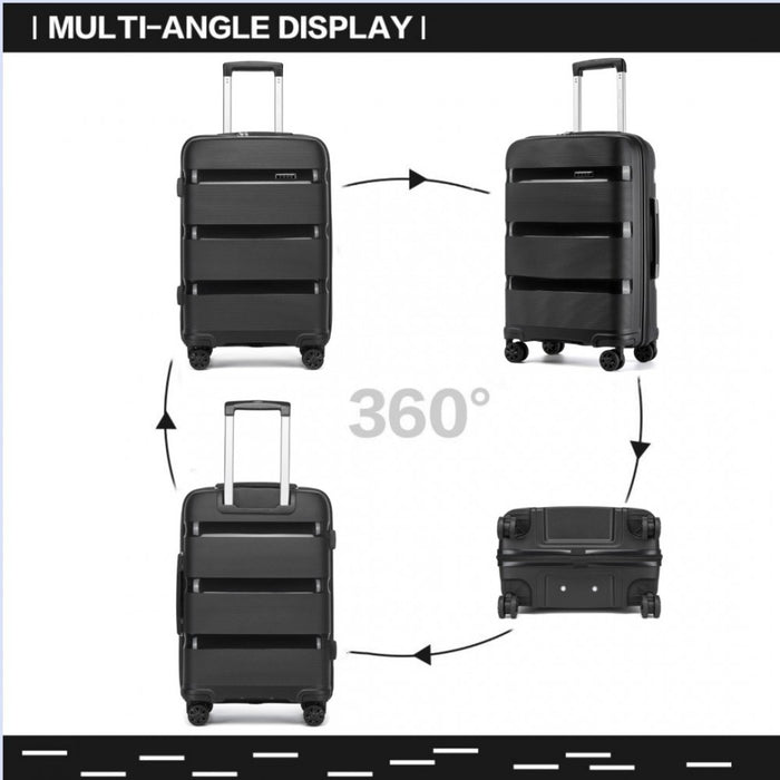 PP Hard Shell Suitcase – 24-Inch – Checked Luggage with TSA Lock and 360° Spinner Silent Wheels – Black