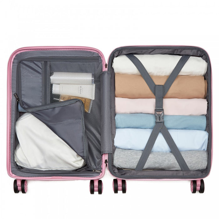 PP Hard Shell Carry-On Suitcase – 19-Inch – Lightweight Cabin Luggage with TSA Lock, 360° Silent Spinner Wheels – Pink