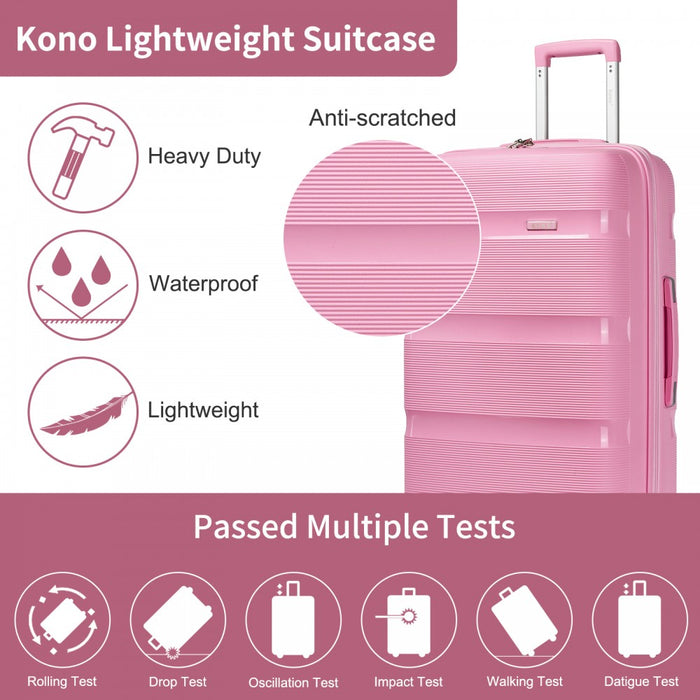 PP Hard Shell Carry-On Suitcase – 19-Inch – Lightweight Cabin Luggage with TSA Lock, 360° Silent Spinner Wheels – Pink