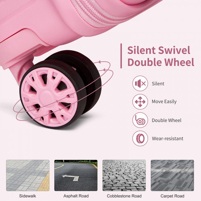 PP Hard Shell Carry-On Suitcase – 19-Inch – Lightweight Cabin Luggage with TSA Lock, 360° Silent Spinner Wheels – Pink
