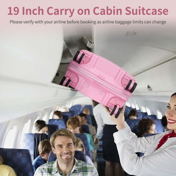 PP Hard Shell Carry-On Suitcase – 19-Inch – Lightweight Cabin Luggage with TSA Lock, 360° Silent Spinner Wheels – Pink