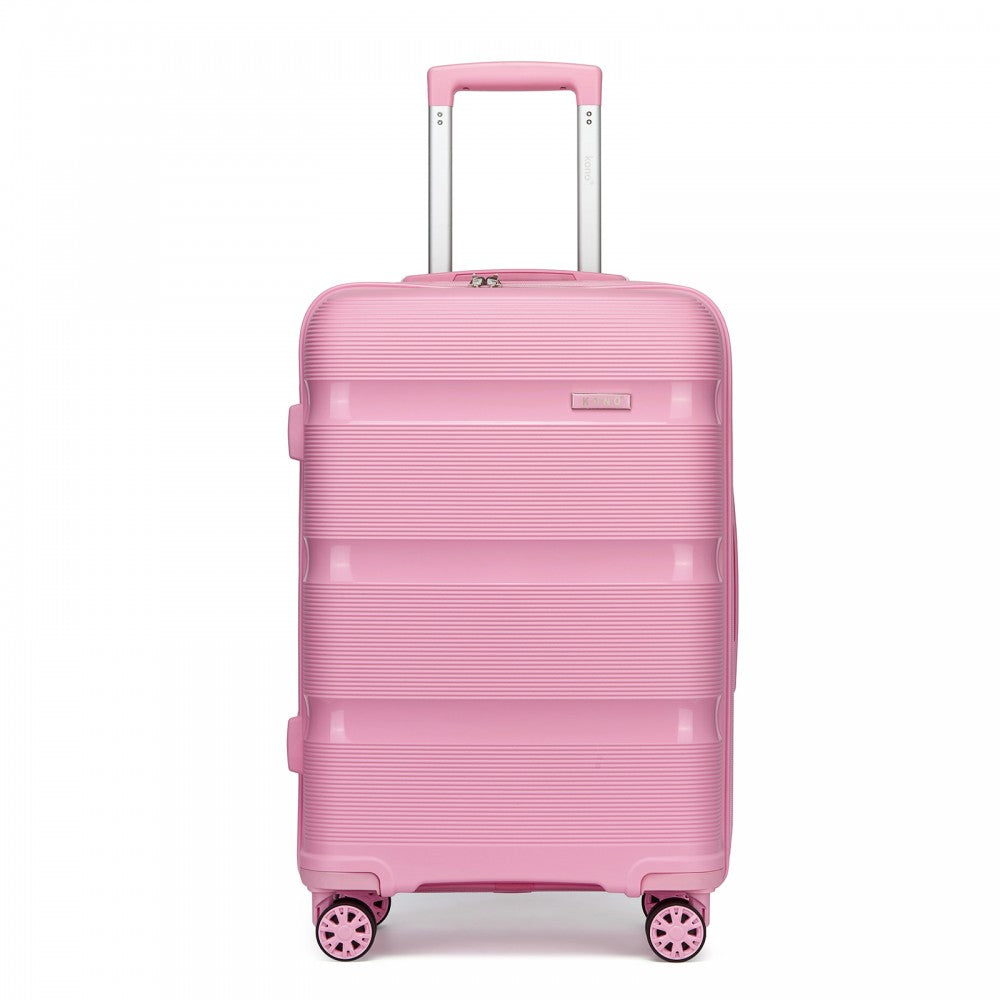 PP Hard Shell Suitcase – 24-Inch – Checked Luggage with TSA Lock and 360° Spinner Silent Wheels – Pink