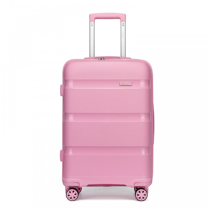 PP Hard Shell Suitcase – 24-Inch – Checked Luggage with TSA Lock and 360° Spinner Silent Wheels – Pink