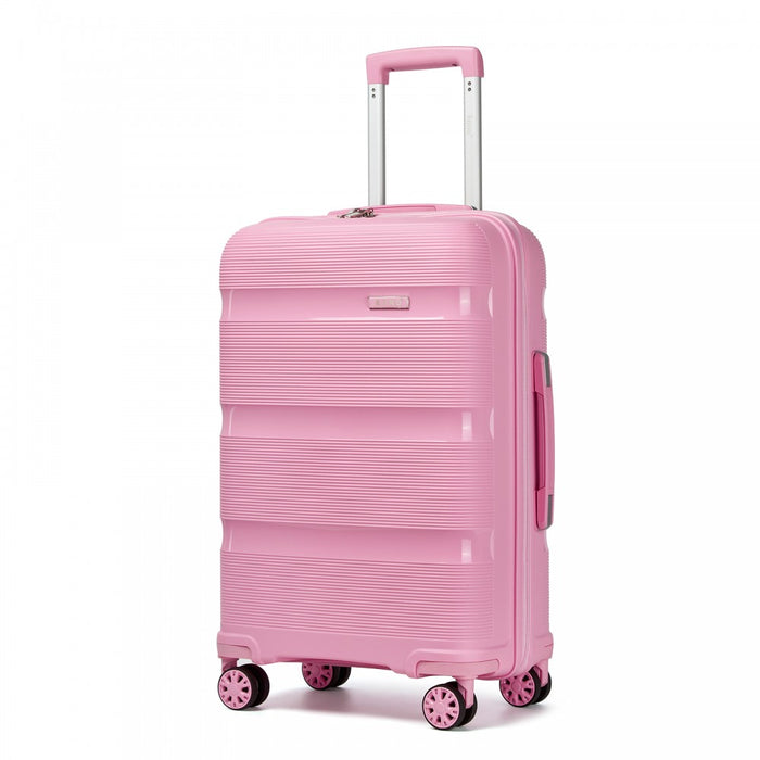 PP Hard Shell Suitcase – 24-Inch – Checked Luggage with TSA Lock and 360° Spinner Silent Wheels – Pink