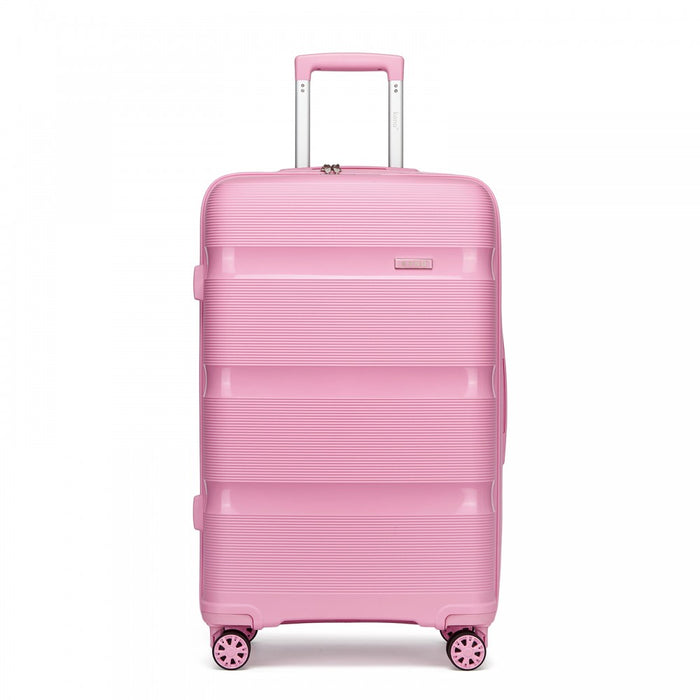PP Hard Shell Checked Luggage – 28-Inch – Large Lightweight Suitcase with TSA Lock, 360° Spinner Wheels – Pink