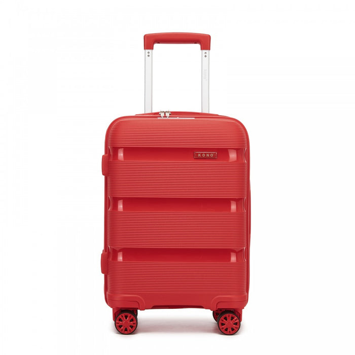 PP Hard Shell Carry-On Suitcase – 19-Inch – Lightweight Cabin Luggage with TSA Lock, 360° Silent Spinner Wheels – Red