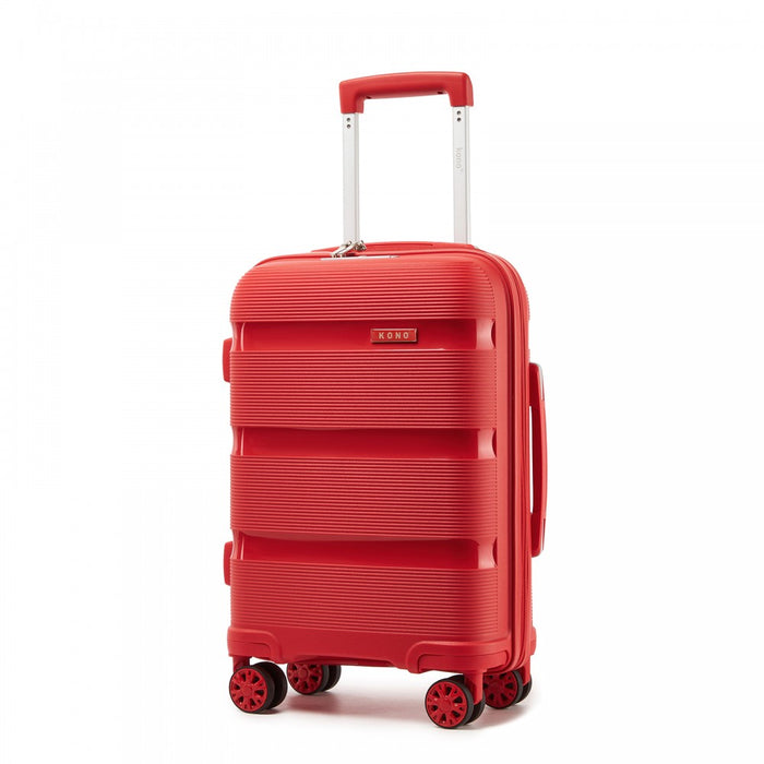 PP Hard Shell Carry-On Suitcase – 19-Inch – Lightweight Cabin Luggage with TSA Lock, 360° Silent Spinner Wheels – Red