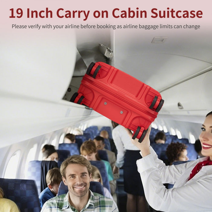 PP Hard Shell Carry-On Suitcase – 19-Inch – Lightweight Cabin Luggage with TSA Lock, 360° Silent Spinner Wheels – Red